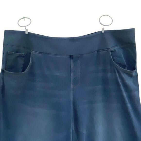 Halara Flex Denim Wide Leg Pants 3X Blue Stretch Athleisure Cropped Lightweight - Picture 4 of 7